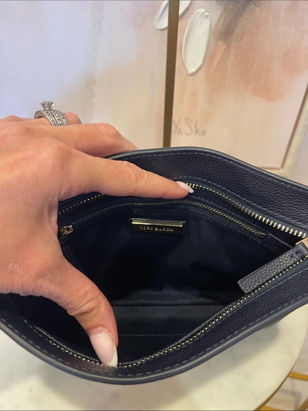 Tory Burch Blake Navy Leather Crossbody